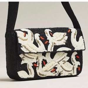 NWT Anthropologie The Fiona beaded bag- B/W -Swan Shoulder Bag